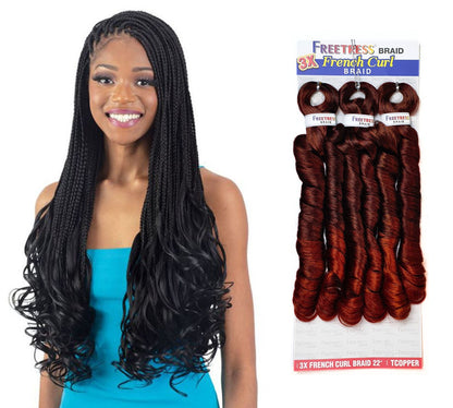 Freetress Braid 3x French Curl 22" Braid Color T30 Black / Copper