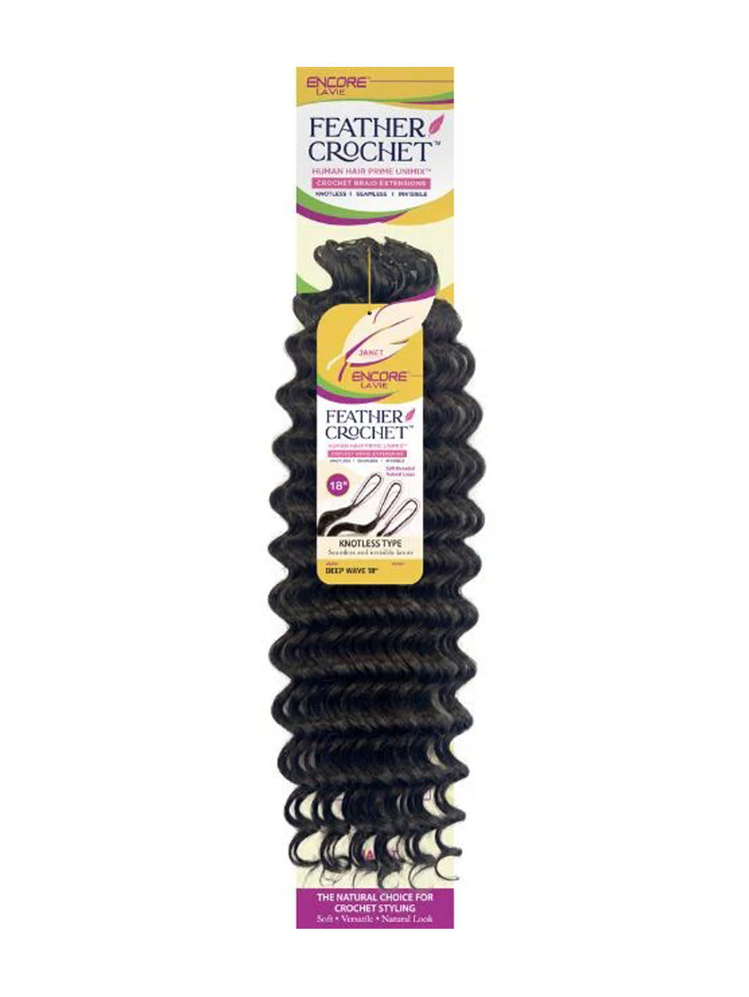 Janet - Encore La Vie - Human Hair Blend (Miracle Knots) Feather Crochet - Deep Wave 18" Main Product Image