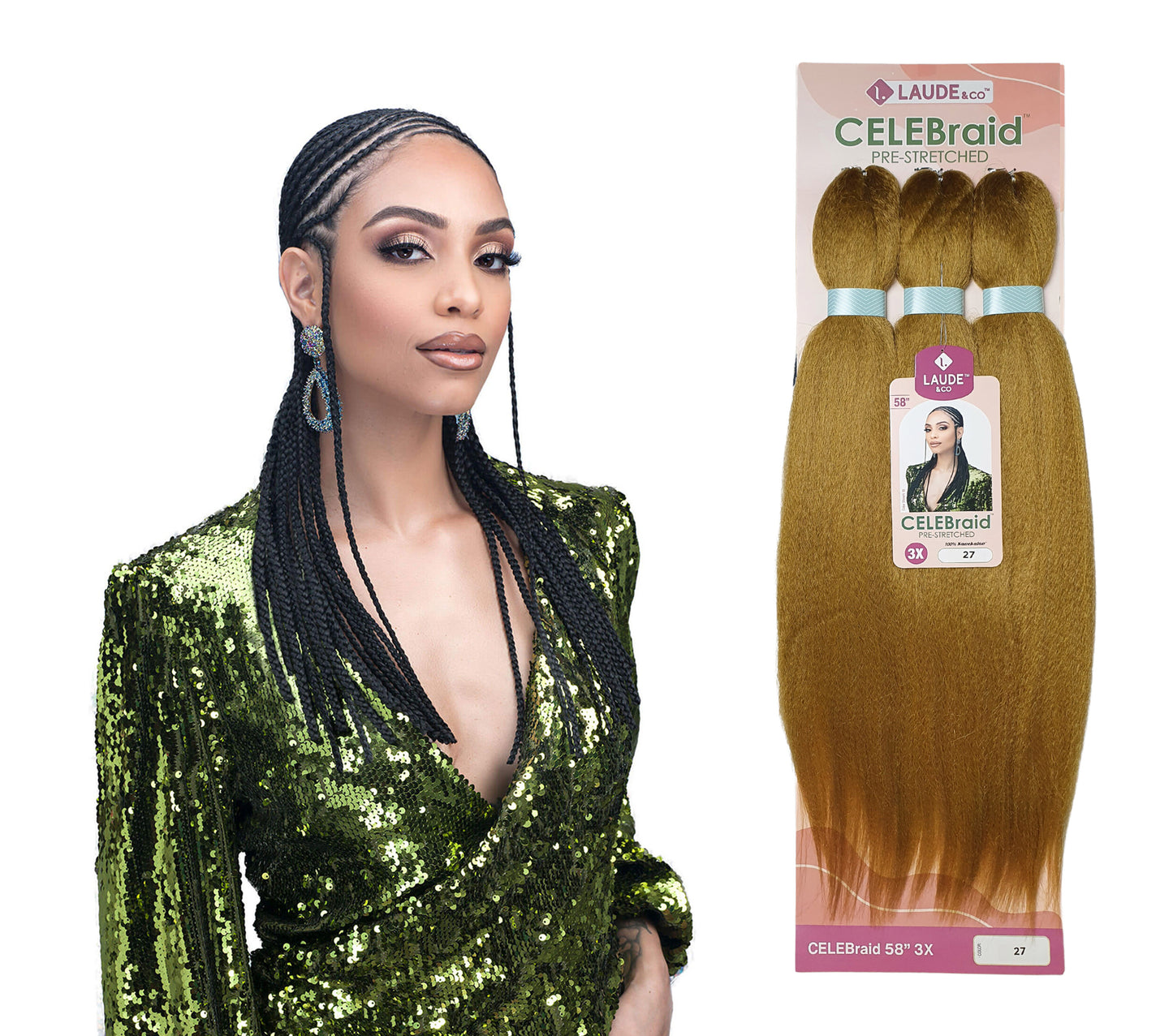 3x Laude Celebraid 58" Itch-Free Braid Colour 27: Golden Blonde