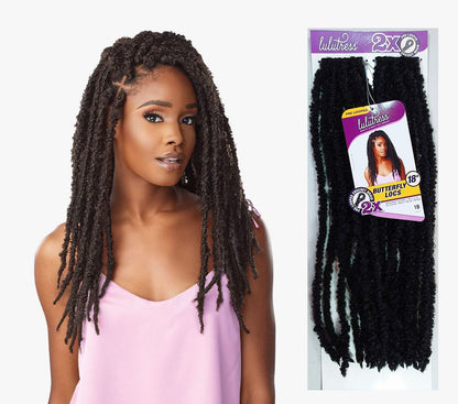 2 x Lulutress Butterfly Locs Crochet Hair Extensions 18" Color 1B: BLACK