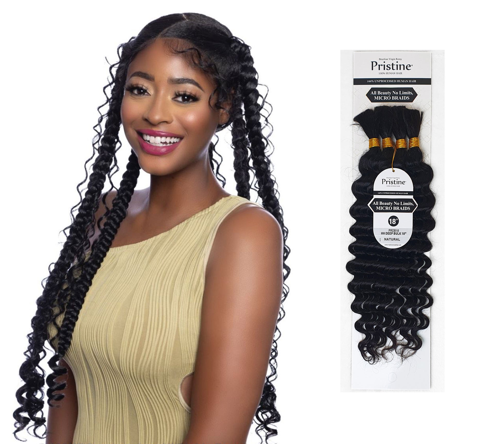 Mane Concept Pristine 100% Human Hair Braids. Unprocessed Remy- Deep Bulk 18" Colour Natural 