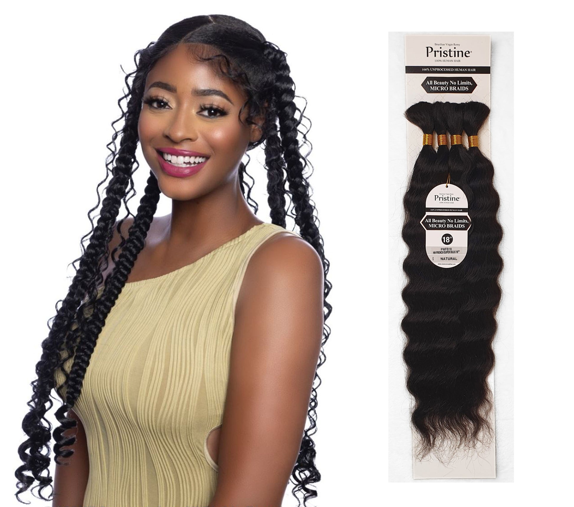 Mane Concept Pristine 100% Human Hair Braids. Unprocessed Remy- French Super Bulk 18" Colour Natural 