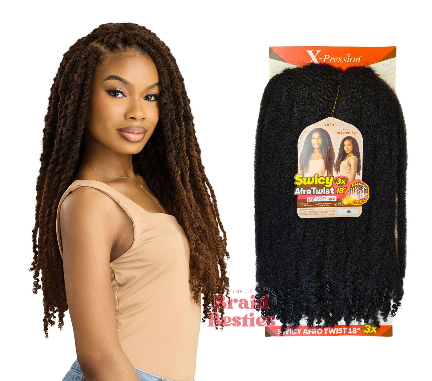 Outre Swicy Afro Twist 18" - Marley Crochet Braid - 3 x Bundles