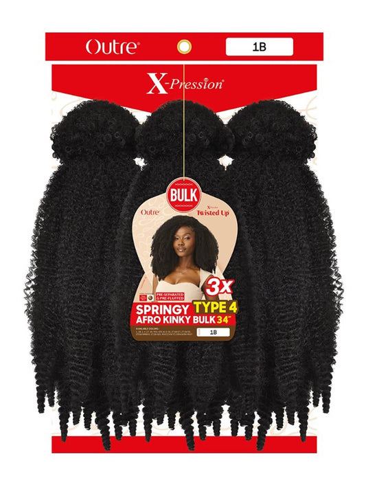 Outre Type 4 Springy Afro Kinky Bulk 34" - Marley Crochet Braid - 3 x Bundles
