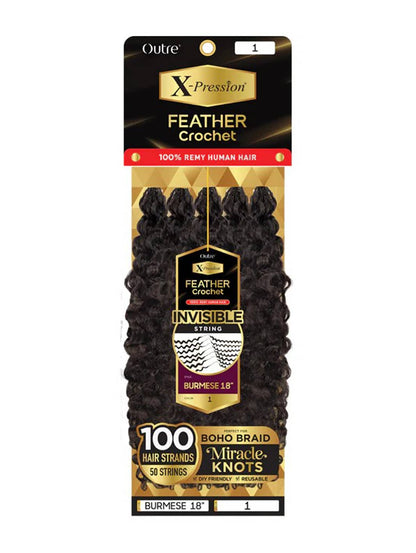 Outre Xpression 100% Human Hair (Miracle Knots) Feather Crochet - Burmese 18"