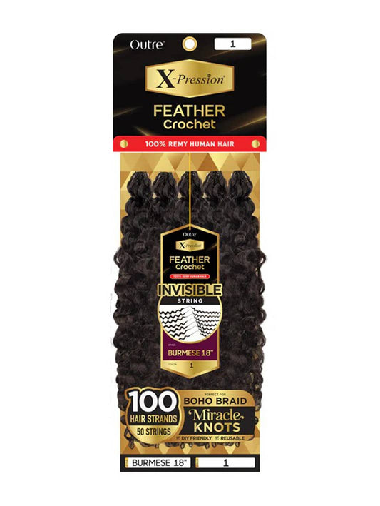 Outre Xpression 100% Human Hair (Miracle Knots) Feather Crochet - Burmese 18"