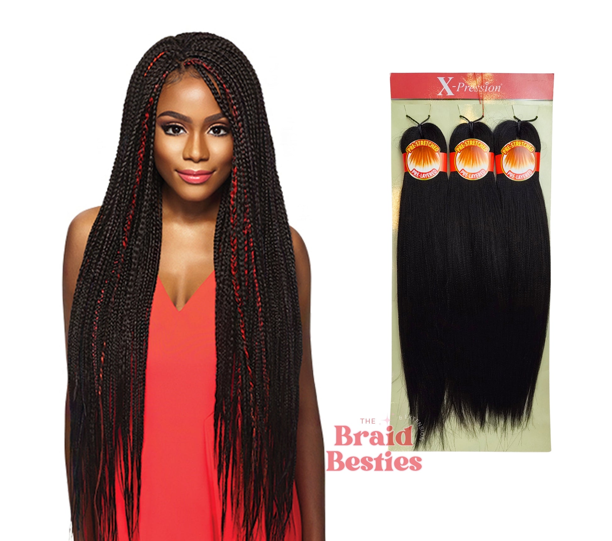 Outre X-Pression Ultra Braid 32" - Pre-Stretched Braiding Hair - Colour 1B: BLACK