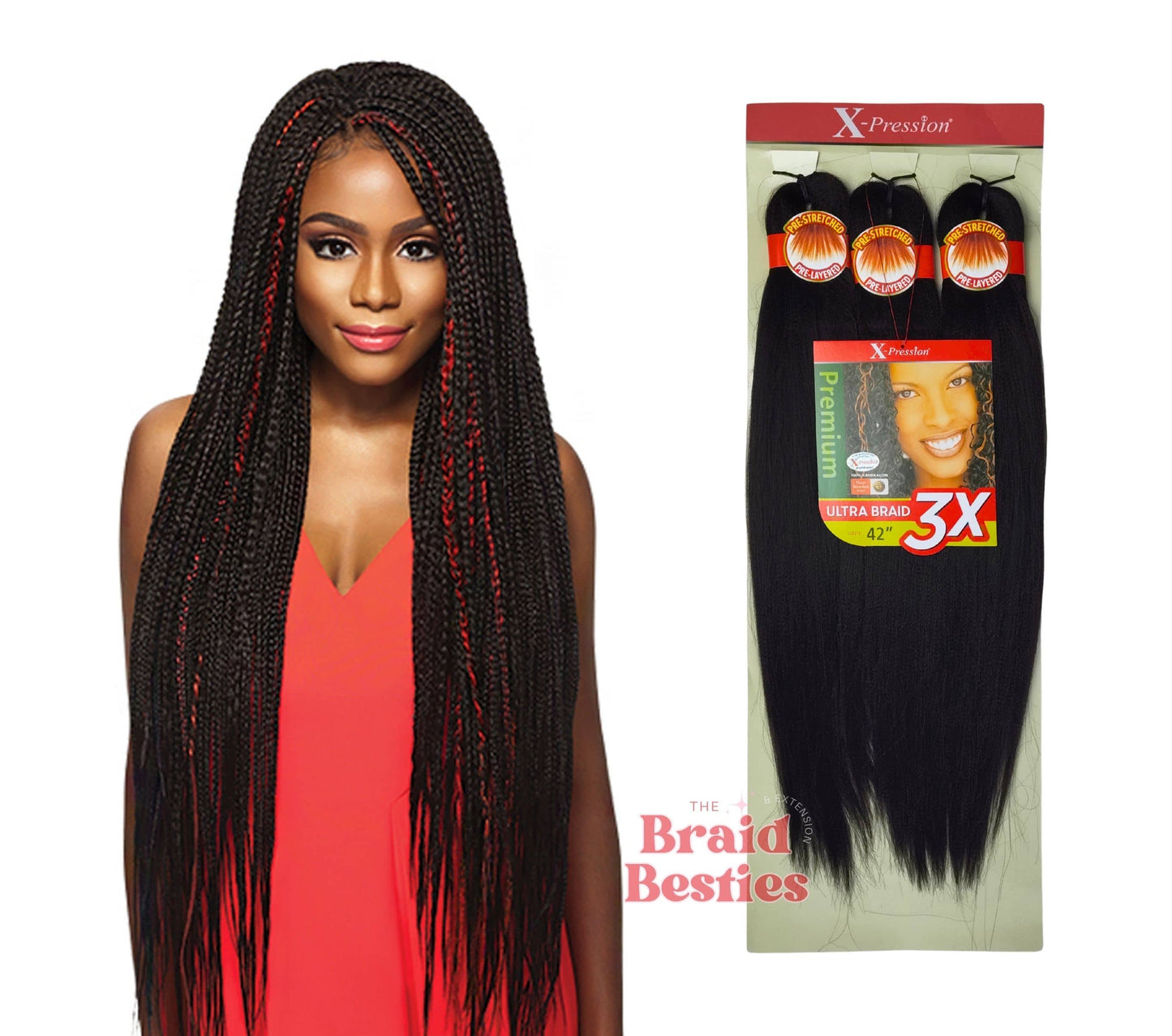 Outre X-Pression Ultra Braid 42" - Pre-Stretched Braiding Hair - 3 Bundles
