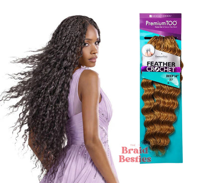 Sensationnel Premium Too - Human Hair Blend (Miracle Knots) Feather Crochet - Deep 14" Colour 27: GOLDEN BLONDE