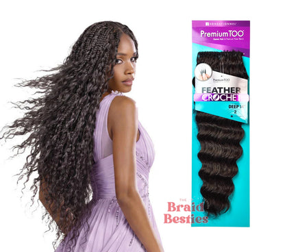 Sensationnel Premium Too - Human Hair Blend (Miracle Knots) Feather Crochet - Deep 14" Colour 2: DARK BROWN