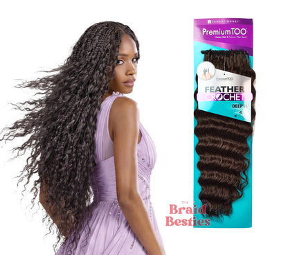 Sensationnel Premium Too - Human Hair Blend (Miracle Knots) Feather Crochet - Deep 14" Colour 4: CHOCOLATE BROWN