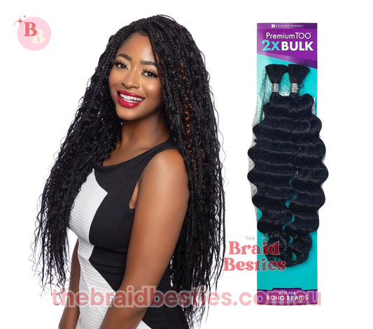 Human Hair Blend Braids Premium Too 2x- Ocean Wave Bulk 22"