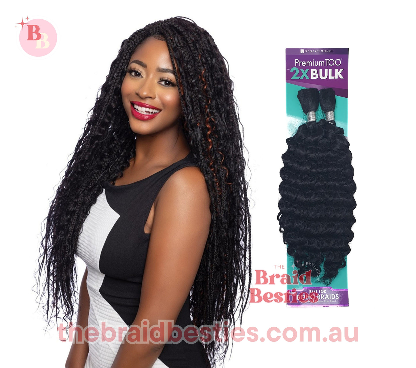 Human Hair Blend Braids Premium Too 2x Bulk- Water Wave Bulk 18"