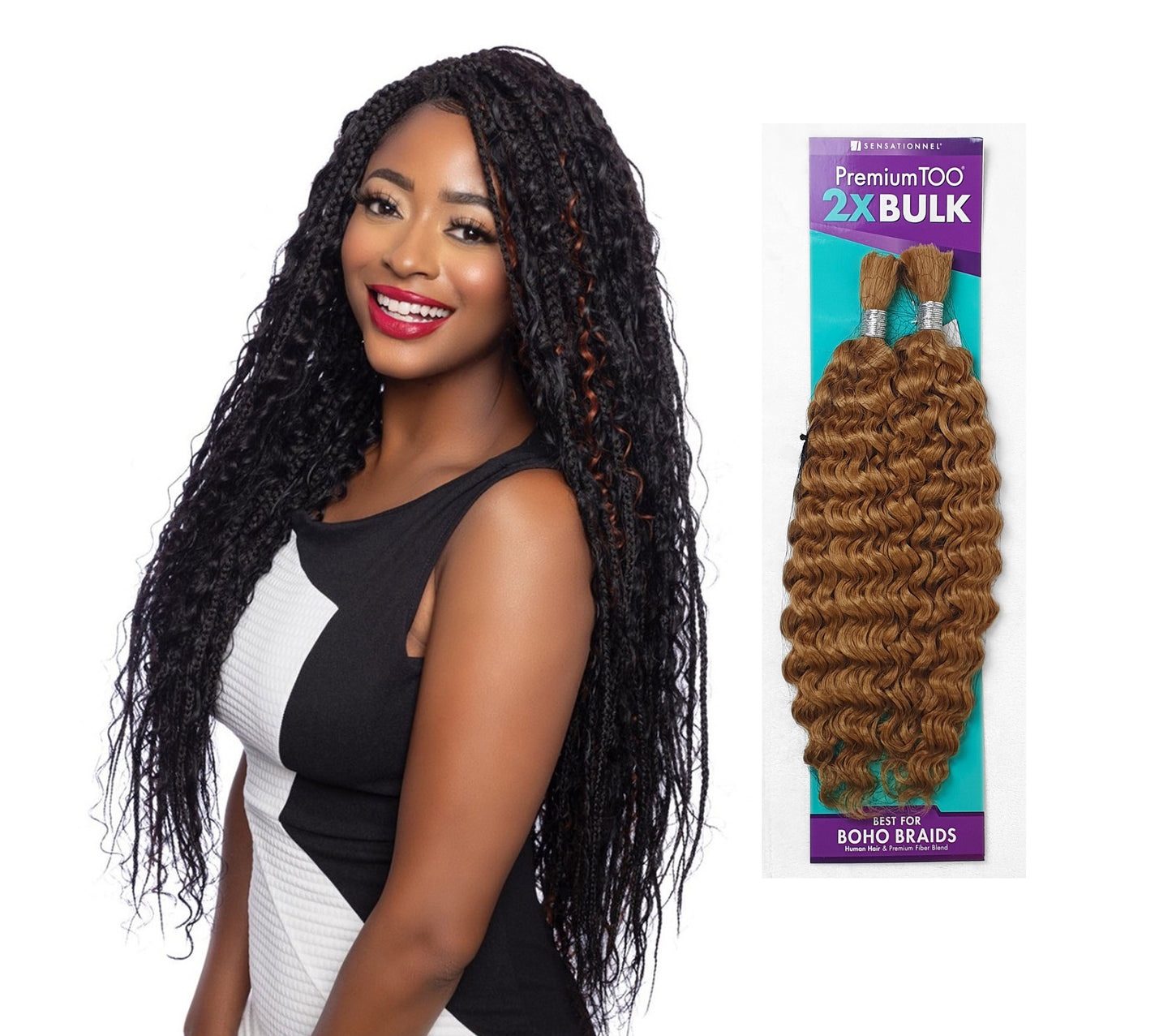 Human Hair Blend Braids Premium Too 2x Bulk- Water Wave Bulk 18"