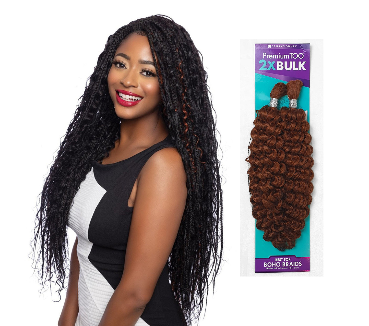 Human Hair Blend Braids Premium Too 2x Bulk- Water Wave Bulk 18"