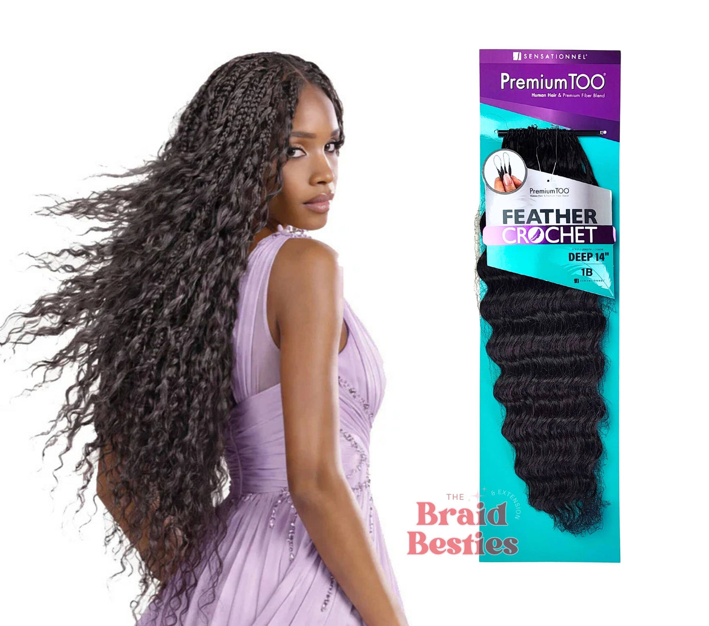 Sensationnel Premium Too - Human Hair Blend (Miracle Knots) Feather Crochet - Deep 14"