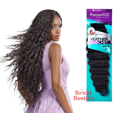 Sensationnel Premium Too - Human Hair Blend (Miracle Knots) Feather Crochet - Deep 14"