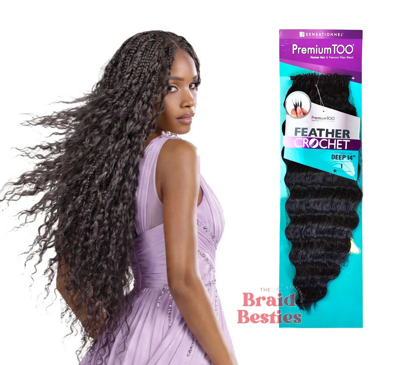 Sensationnel Premium Too - Human Hair Blend (Miracle Knots) Feather Crochet - Deep 14"