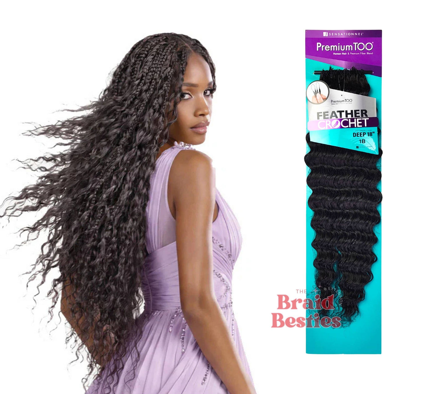 Sensationnel Premium Too - Human Hair Blend (Miracle Knots) Feather Crochet - Deep 18"