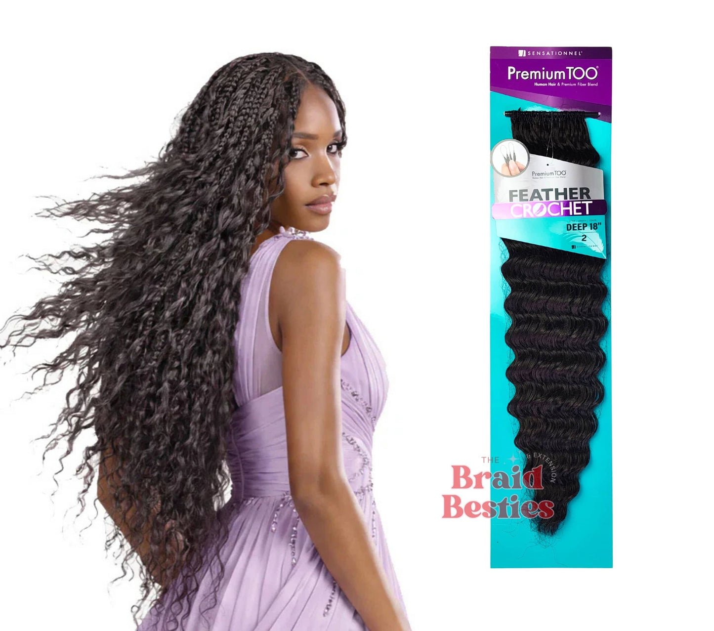 Sensationnel Premium Too - Human Hair Blend (Miracle Knots) Feather Crochet - Deep 18"