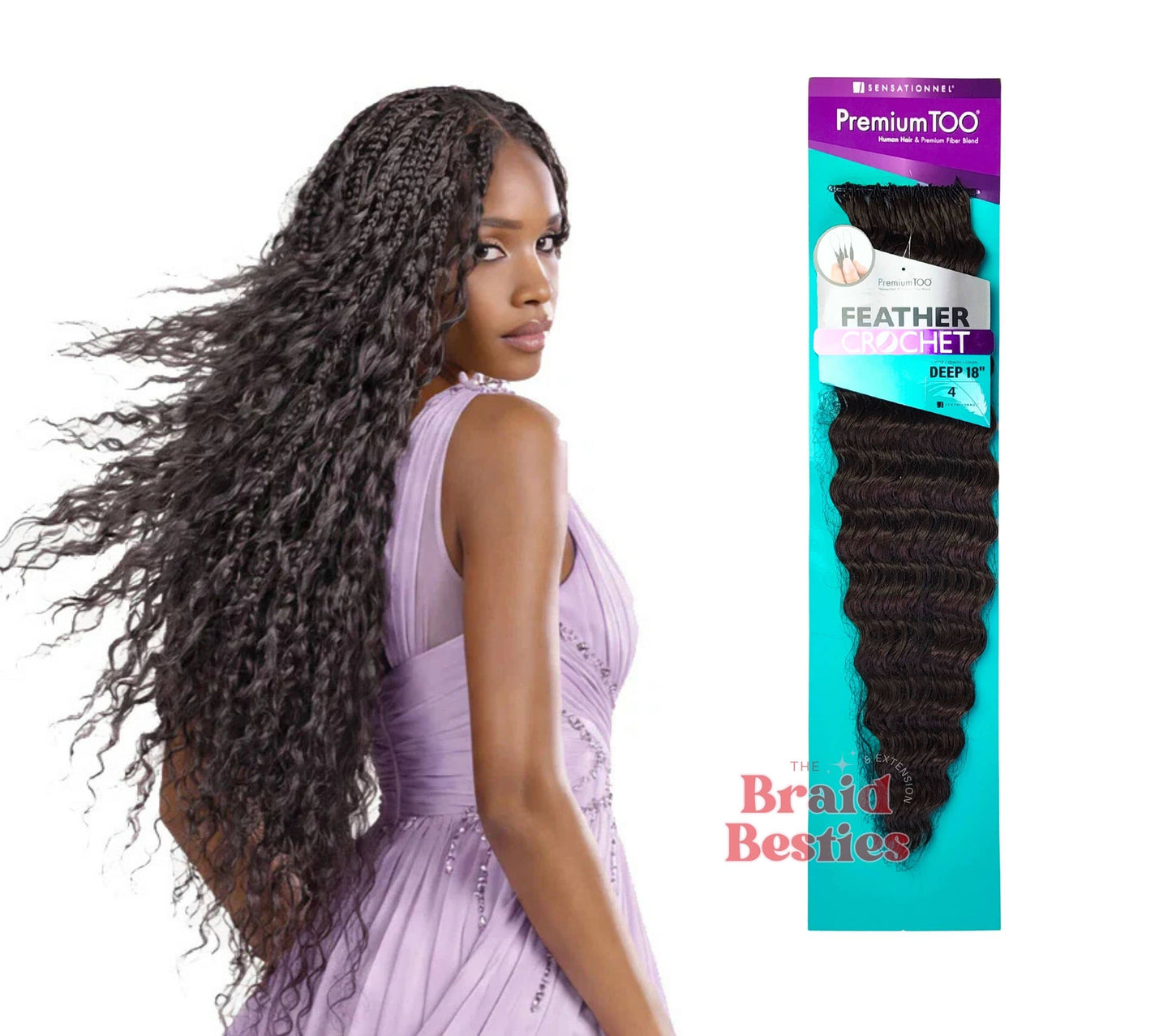 Sensationnel Premium Too - Human Hair Blend (Miracle Knots) Feather Crochet - Deep 18"