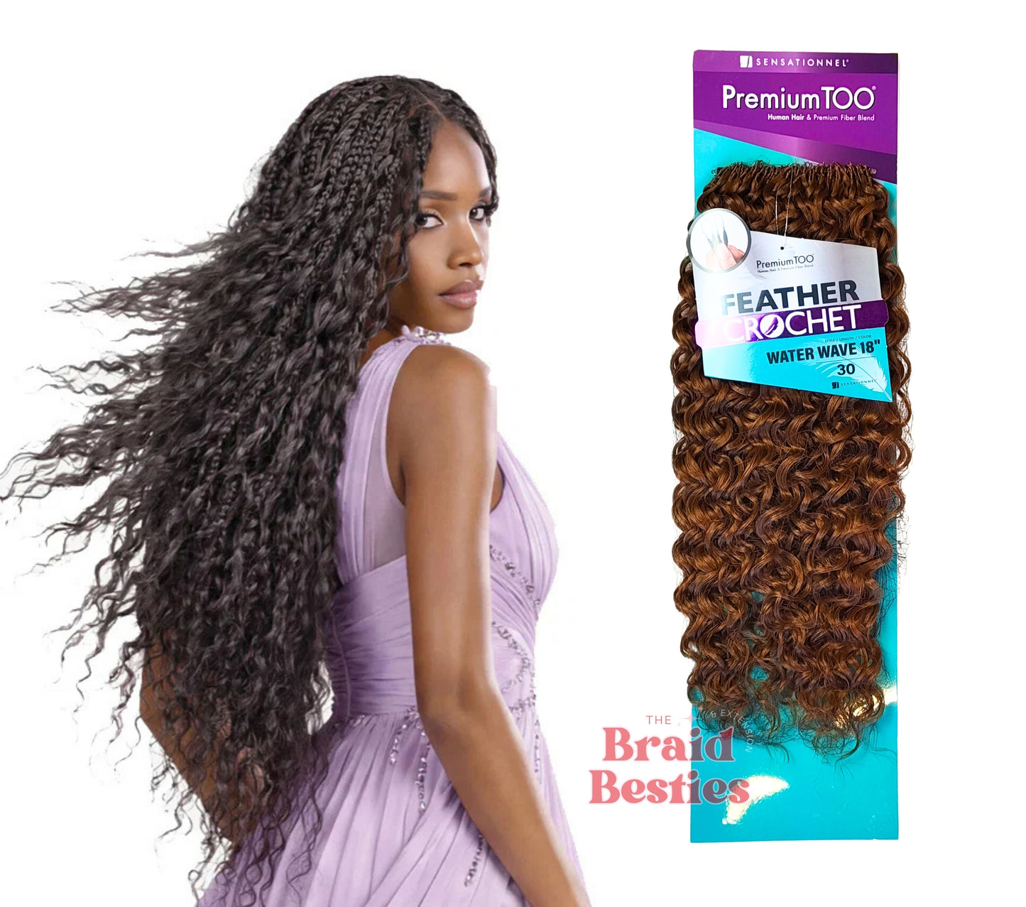 Sensationnel Premium Too - Human Hair Blend (Miracle Knots) Feather Crochet - Water Wave 18"
