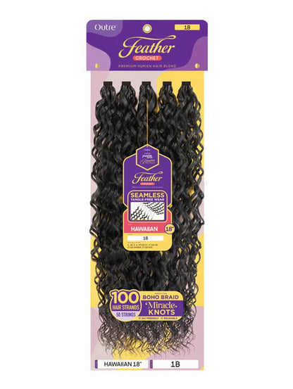 Outre Purple Pack Human Hair Blend (Miracle Knots) Feather Crochet - Hawaiian 18"