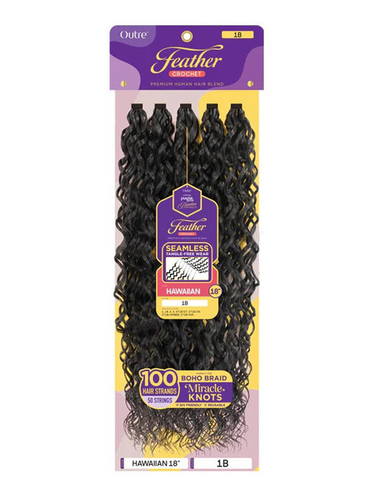 Outre Purple Pack Human Hair Blend (Miracle Knots) Feather Crochet - Hawaiian 18"