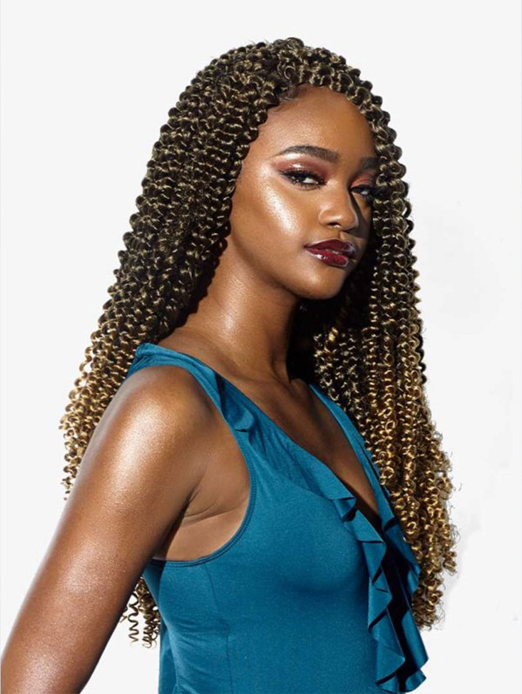 3 x RUWA Water Wave 18" Crochet Braid model side 