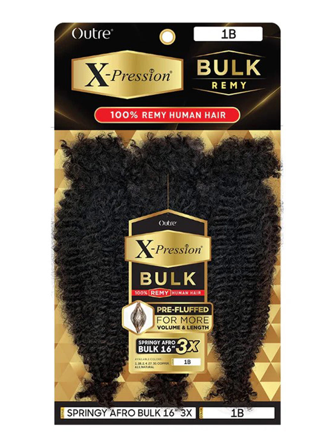 Outre X-Pression Springy Afro Bulk 16"- 100% Human Hair - Marley Crochet Braid - Main Product Image