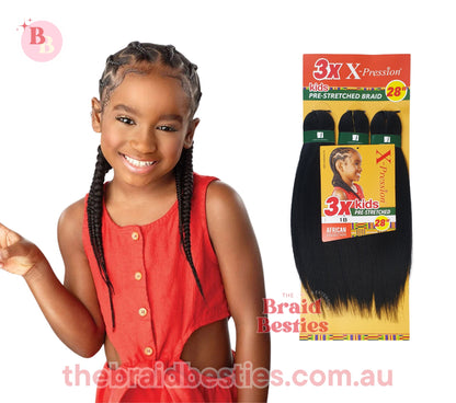3 x X-Pression Kids Pre-Stretched Braid 28"