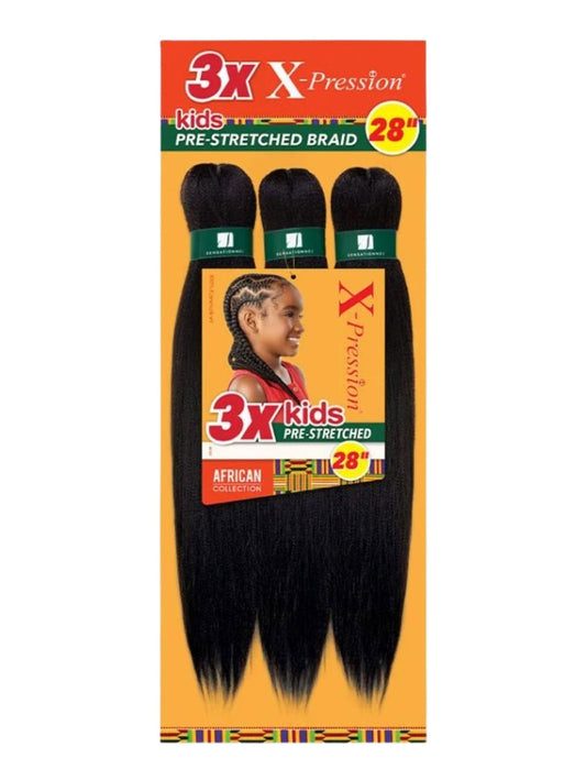 3 x X-Pression Kids Pre-Stretched Braid 28"