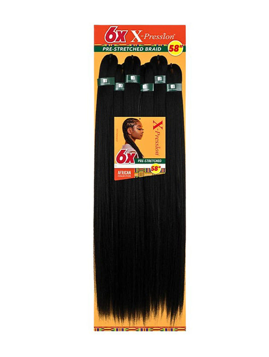 X-Pression Braid 58" - Pre-Stretched Braiding Hair - 6 Bundles
