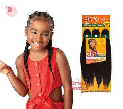 X-Pression Braid 28" - Kids' Pre-Stretched Braiding Hair - 3 Bundles