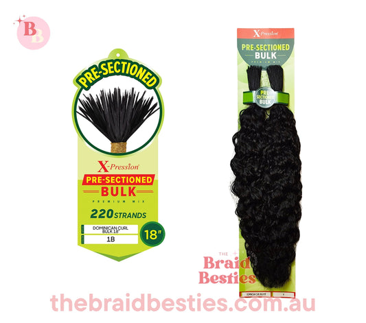 Human Hair Blend Braids X-Pression Pre-Sectioned - Dominican Curl Bulk 18" Colour 1: JET BLACK