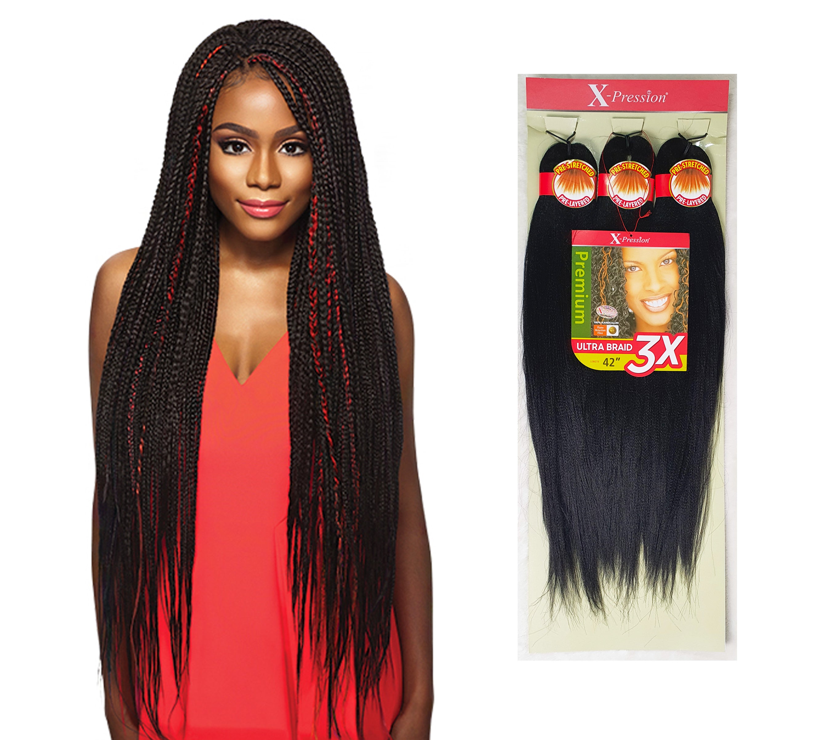 3 x Outre X-Pression Pre-Stretched Ultra Braid 42