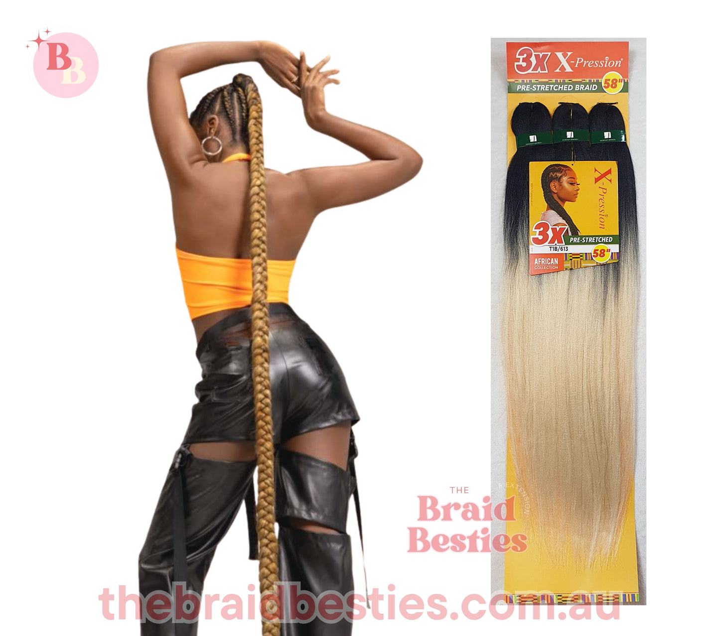 3 x X-Pression Pre-Stretched Braid 58"