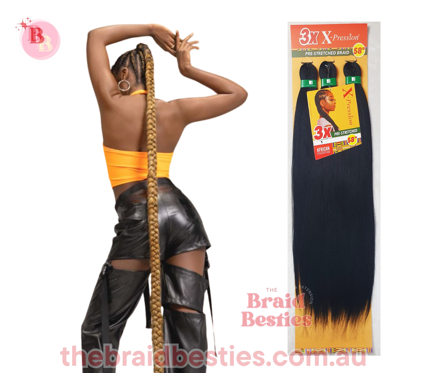 3 x X-Pression Pre-Stretched Braid 58"