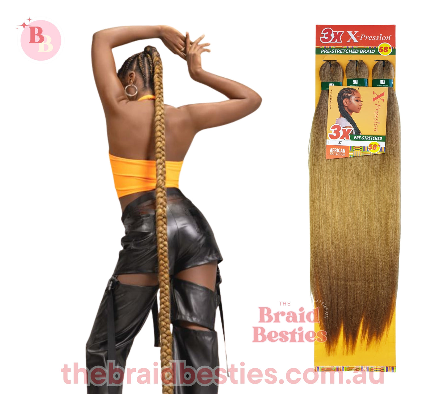 3 x X-Pression Pre-Stretched Braid 58"