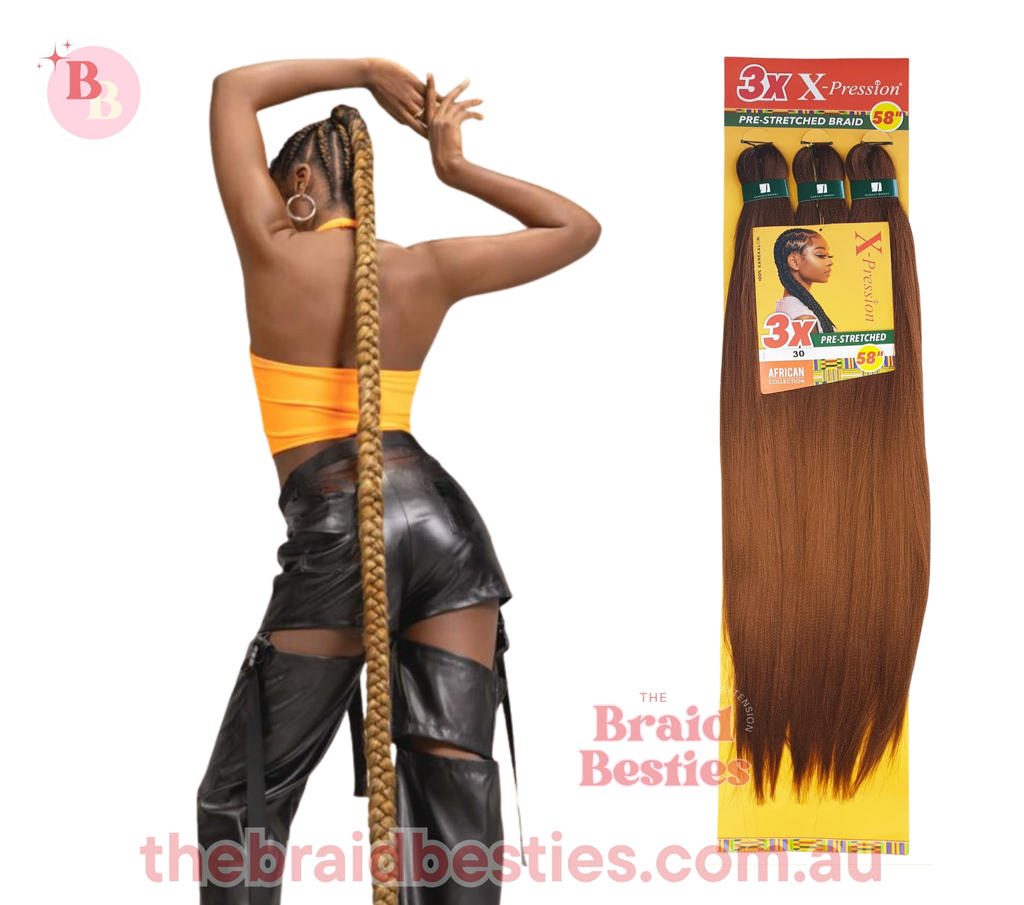 3 x X-Pression Pre-Stretched Braid 58"