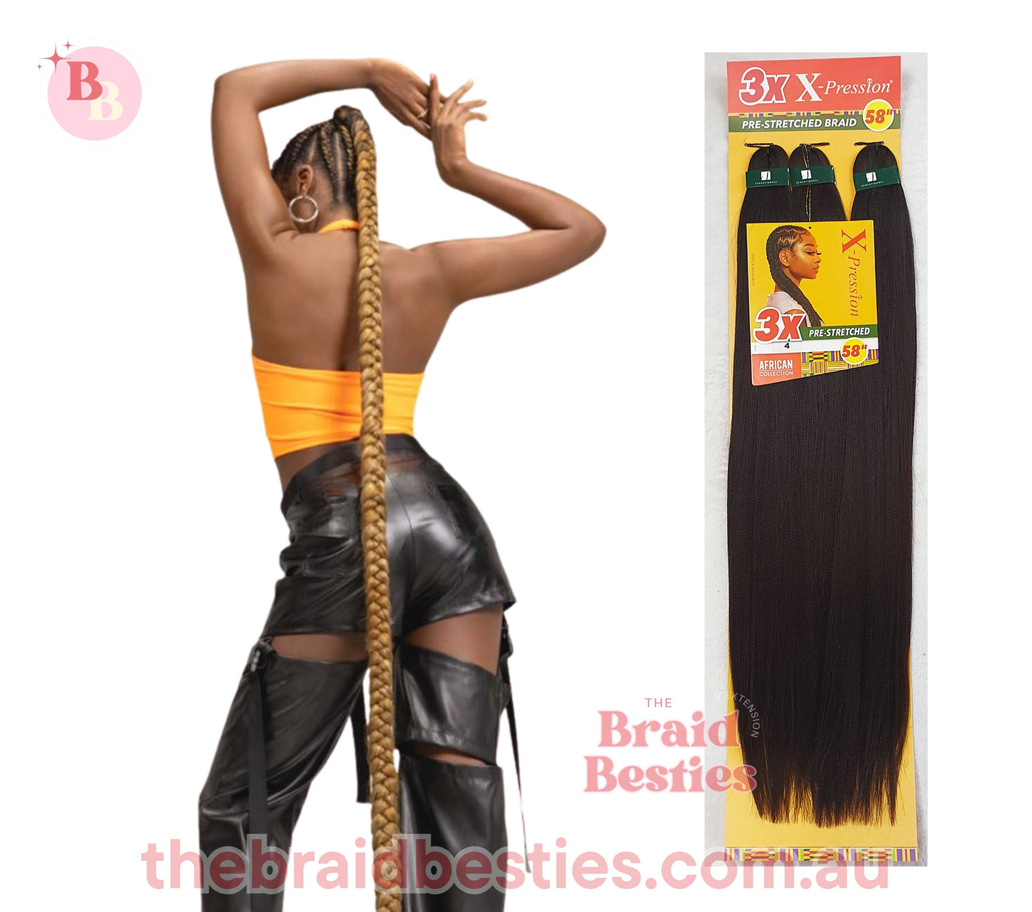 3 x X-Pression Pre-Stretched Braid 58"