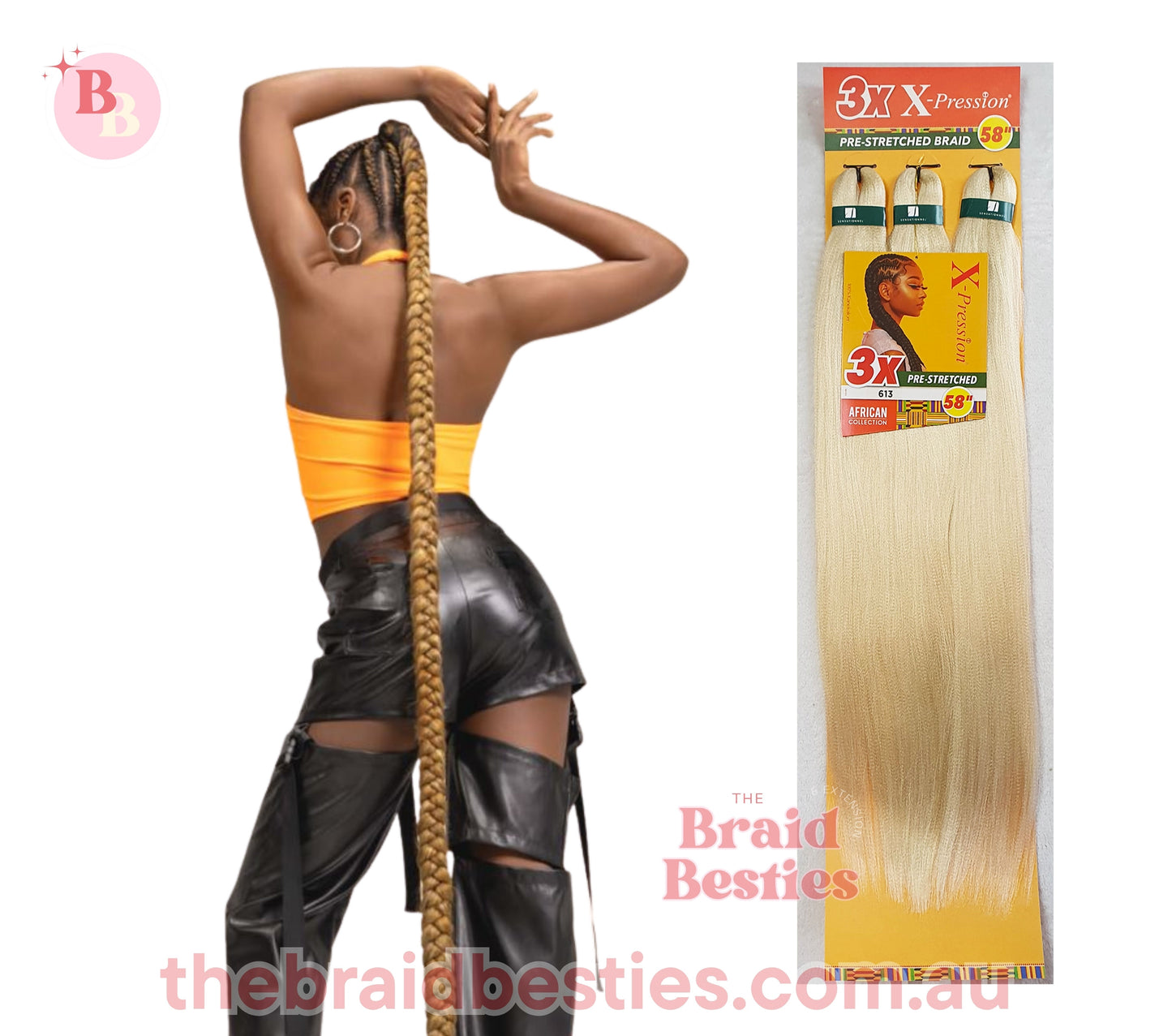 3 x X-Pression Pre-Stretched Braid 58"