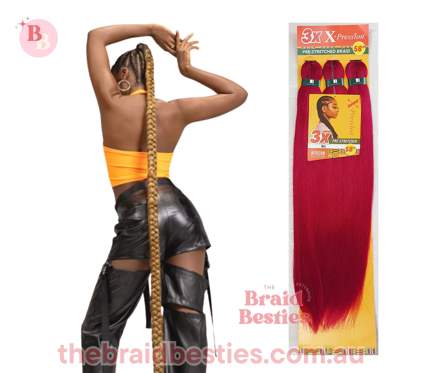 3 x X-Pression Pre-Stretched Braid 58"