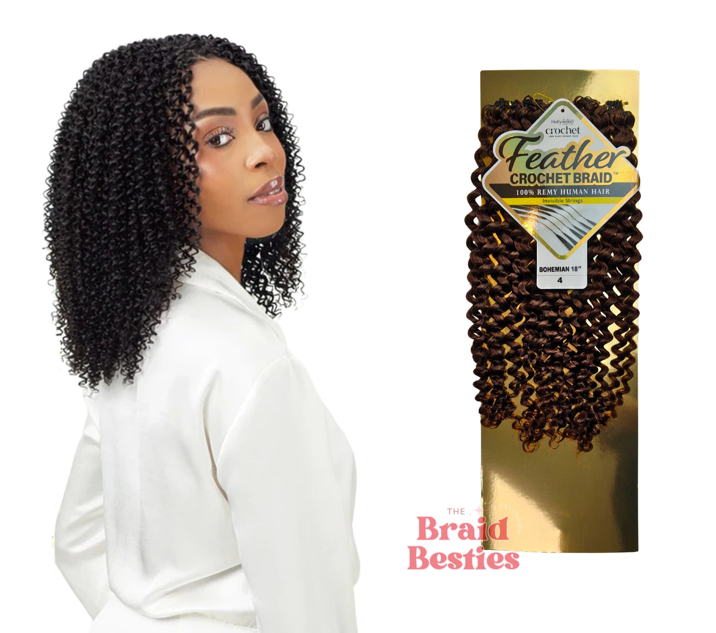 Zury Hollywood - 100% Human Hair (Miracle Knots) Feather Crochet - Bohemian 18" Colour 4: CHOCOLATE BROWN