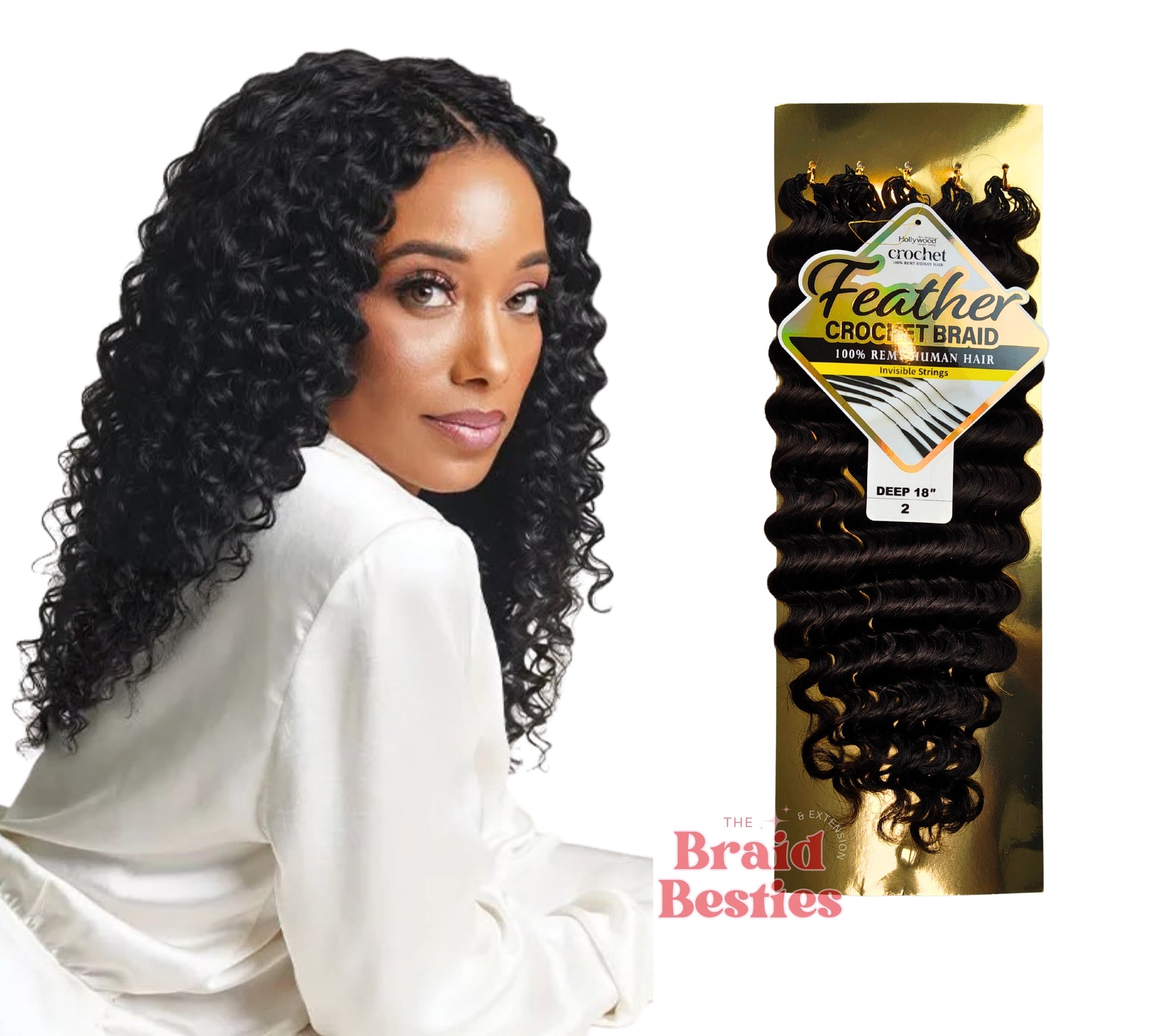 Zury Hollywood - 100% Human Hair (Miracle Knots) Feather Crochet - Deep 18" Colour 2: DARK BROWN